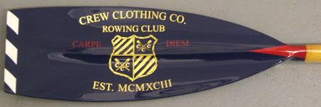 Sculling oars supplied and signwritten for the clothing retailer ‘Crew Clothing Co.’